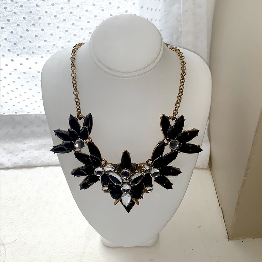 NWT J crew crystal  and black cluster necklace